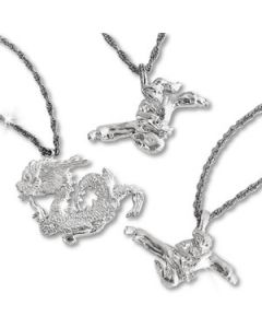 Martial Arts Kicking Nickel Plated Necklace