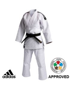 Adidas Judo Champion Gi Uniform with Stripes (J930-ST-WH-IJF)